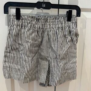 Reformation Navy  and White Linen Shorts